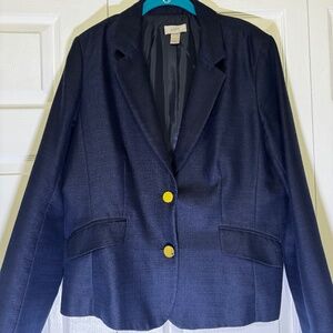 Loft Navy Women's Blazer with Gold Buttons Size 14